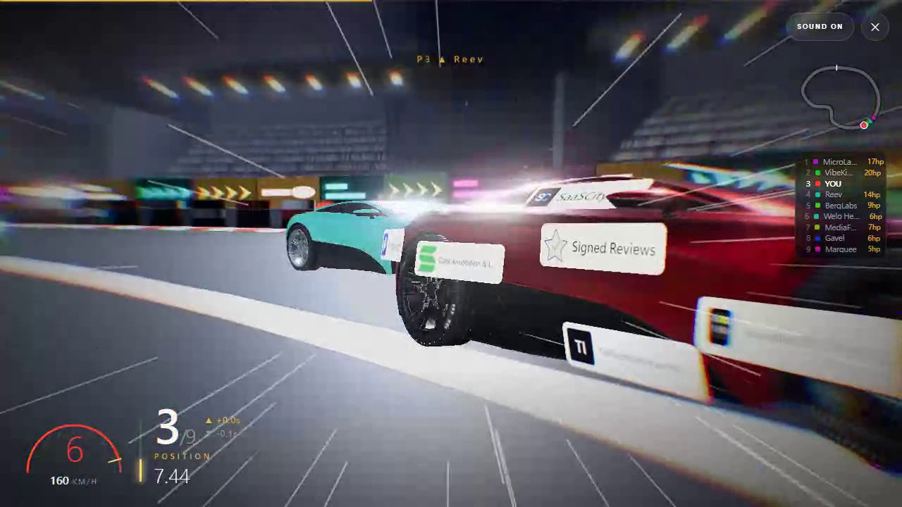 A supercar under nitro on the straight, the gold nitro meter draining on the head-up display